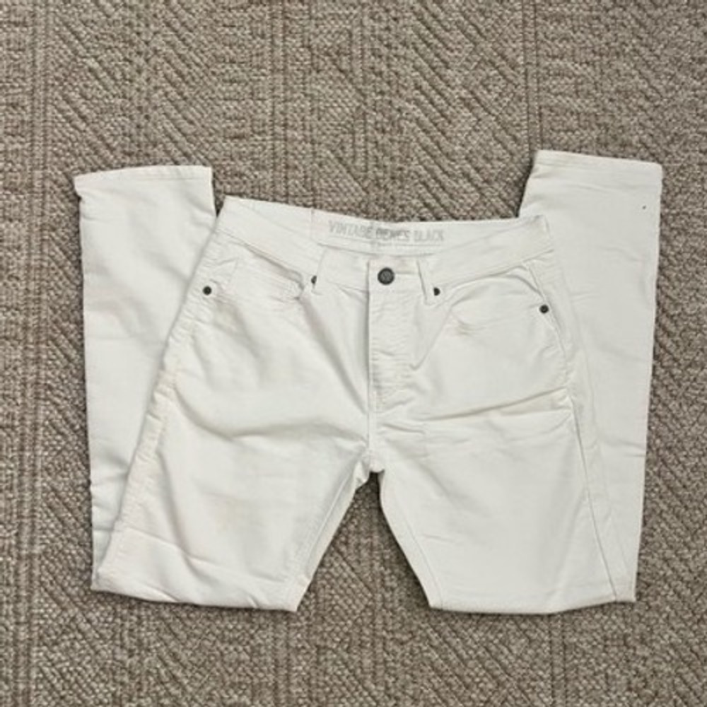 Vintage Genes Black Slim Fit White Jeans W32 L32 Mens Women Cotton Blend Stretch